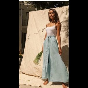 Baez Blue Chambray Maxi Skirt
